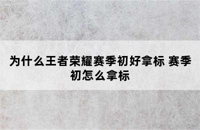 为什么王者荣耀赛季初好拿标 赛季初怎么拿标